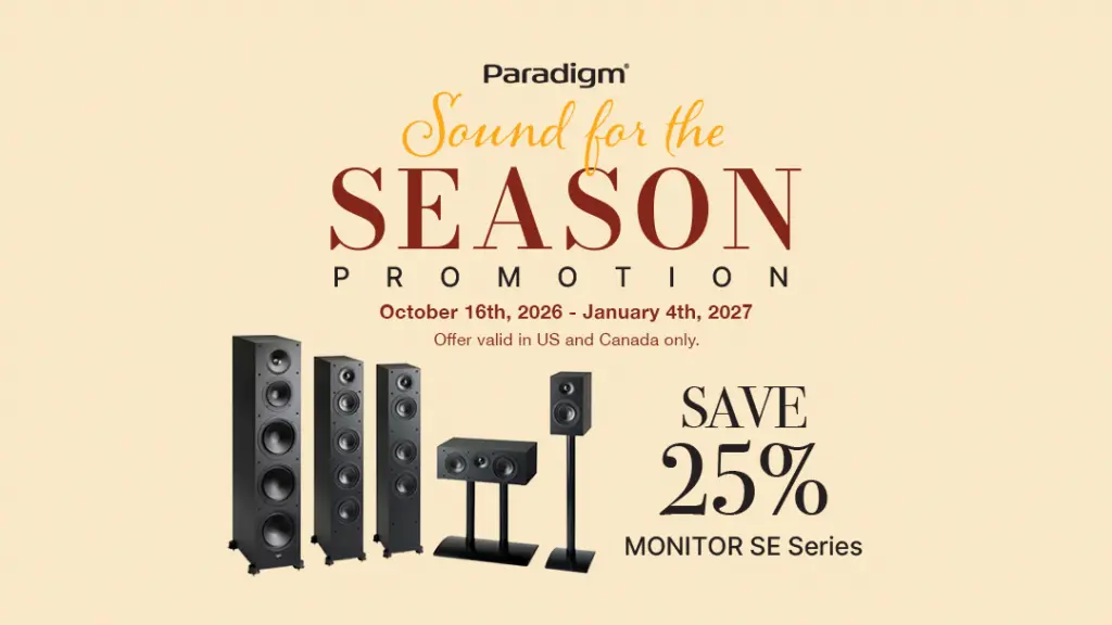 Paradigm Sound for the Season promotion: save 25% on Monitor SE Series speakers